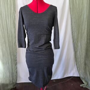 Express Grey Body Con Fitted Rouched Sides Soft Stretch Woman's Dress Size M